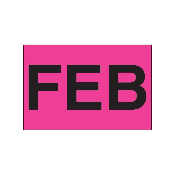 Bsc Preferred 2 x 3'' - ''FEB'' Fluorescent Pink Months of the Year Labels BUY00021170 - main